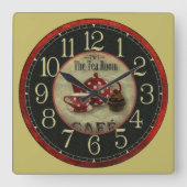 Das Teesalon Café Quadratische Wanduhr (Vorderseite)