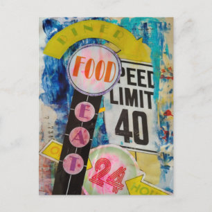 Das Tempolimit ist 24 Stunden Food Mixed-Media-Col Postkarte