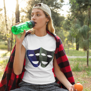 Das Theater maskiert Blau und Grün T-Shirt