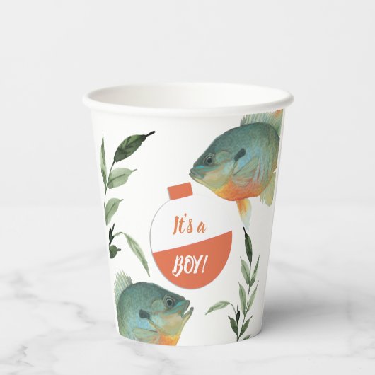 Das Thema Angeln ist eine Baby-Dusche Pappbecher (Rückseite)