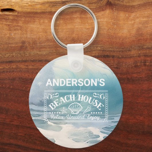 Das Thema "Beach Waves" Malerei Schlüsselanhänger (Vorderseite)