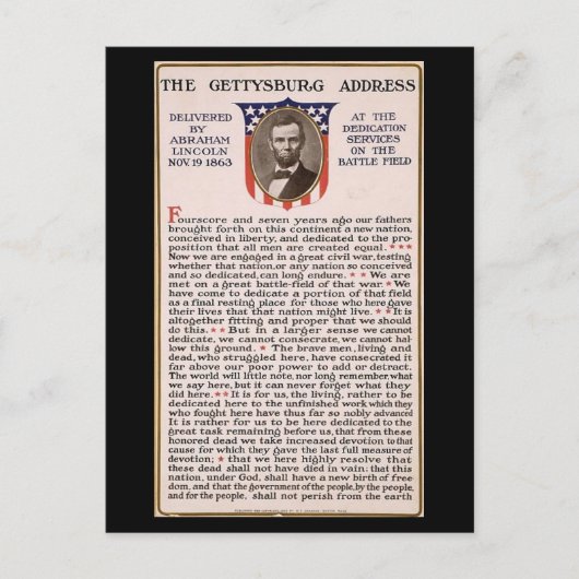 Das Thema der Amtseinführung in Gettysburg Postkarte (Vorderseite)