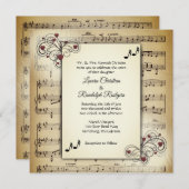 Das Thema "Herz und antike Musik" lädt zur Hochzei Einladung (Vorne/Hinten)