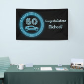 Das Thema "Neon" Blue auf dem Black Custom Man Banner (Messeveranstaltung)