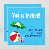 Das Thema Schwimmbad ist auf die Party Einladungen (Vorne/Hinten)