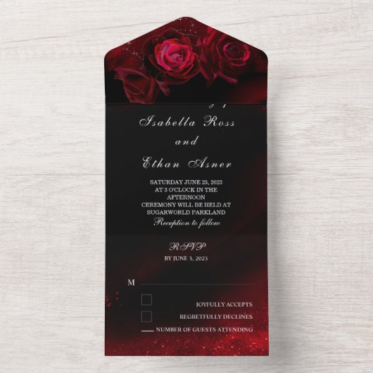 Das Thema "Weiß Rot und Schwarz" All In One Einladung (Innen Boden)