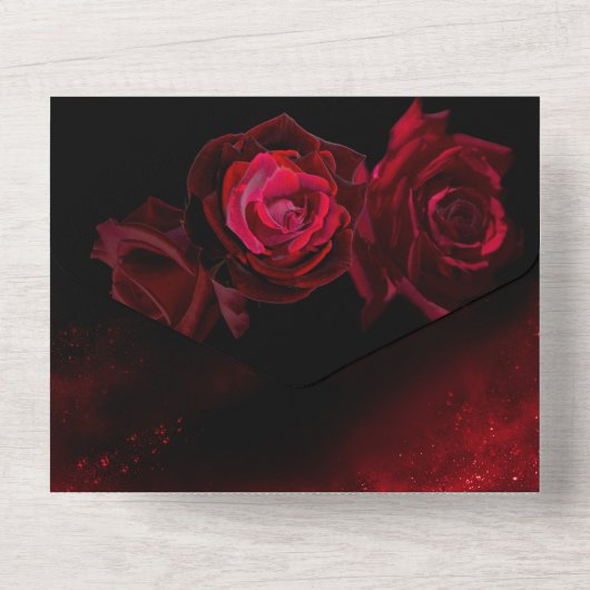 Das Thema "Weiß Rot und Schwarz" All In One Einladung (Rückseite)