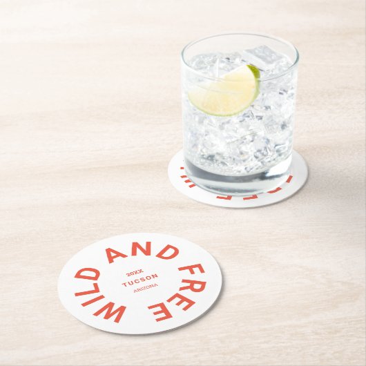 Das Thema "Wild und frei gebranntes Orange Camping Runder Pappuntersetzer (Vor Ort)