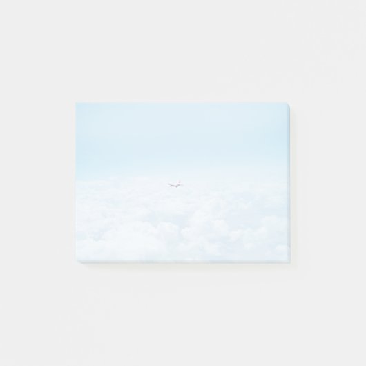 Das Themed Flugzeug, ein Flugzeug fliegt in blaue Post-it Klebezettel (Vorderseite)