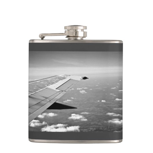 Das Themed Flugzeug, Grayscale-Flugzeug Wings Flachmann (Vorderseite)