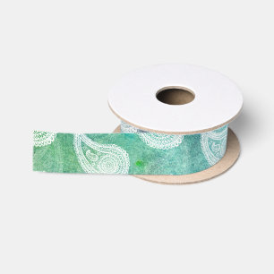Das tiefe blaue Paisley Satinband