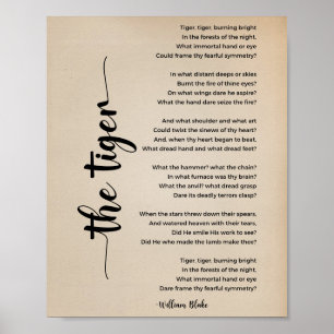 Das Tiger-Gedicht von William Blake Vintage Poster