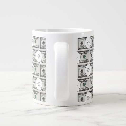Das Tile-Design mit Ihrem Bild auf 100 Dollar-Bild Jumbo-Tasse (Rückseite)