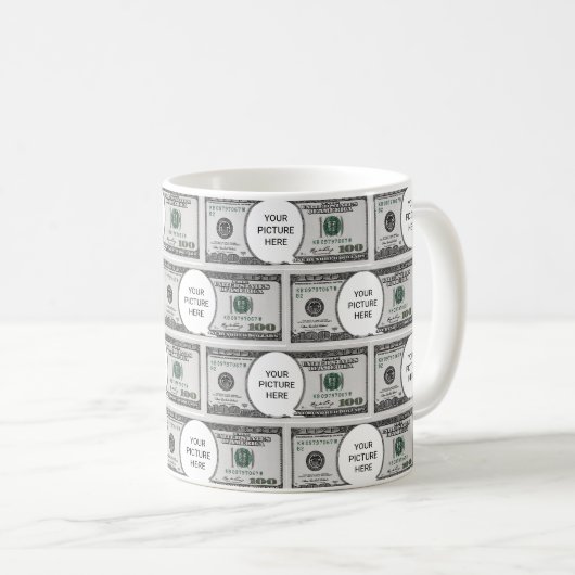 Das Tile-Design mit Ihrem Bild auf 100 Dollar-Bild Kaffeetasse (VorderseiteRechts)
