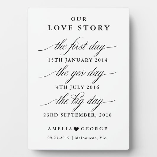 Das Timeline-Zeichen unserer Liebe Fotoplatte (Vorderseite)