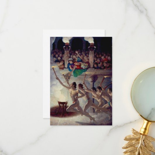 Das Torchrennen, griechische Olympia von N. C. Wye Dankeskarte (Vorderseite/Rückseite Beispiel)