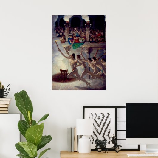 Das Torchrennen, griechische Olympia von N. C. Wye Poster (Heimbüro)