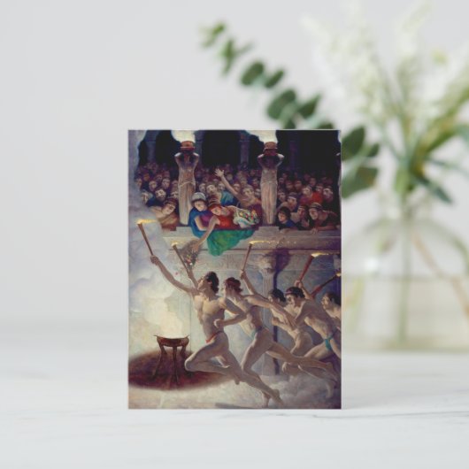 Das Torchrennen, griechische Olympia von N. C. Wye Postkarte (Stehend Vorderseite)