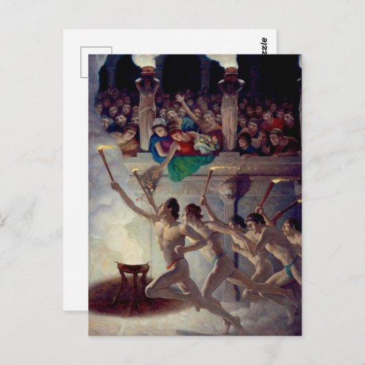 Das Torchrennen, griechische Olympia von N. C. Wye Postkarte (Vorne/Hinten)