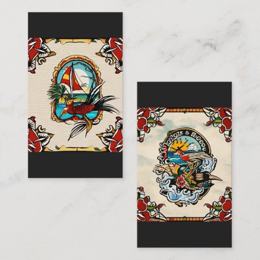 Das traditionelle amerikanische Tatoo-Bild Visitenkarte (Vorne/Hinten)