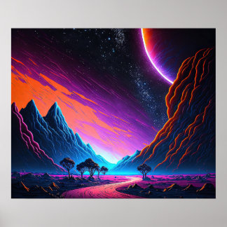 Das Träumen einer Neonlandschaft aus einem anderen Poster