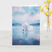 Das traumhafte Weiße Pferd unter dem kosmischen Hi Karte (Gelbe Blume)