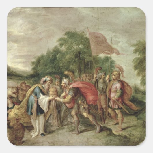 Das Treffen von Abraham und Melchisedek Quadratischer Aufkleber (Vorderseite)