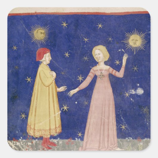 Das Treffen von Dante und Beatrice Quadratischer Aufkleber (Vorderseite)