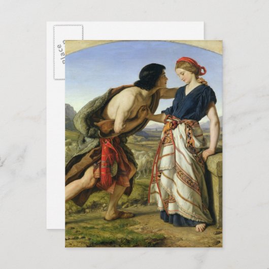Das Treffen von Jakob und Rachel, 1853 Postkarte (Vorne/Hinten)