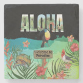 Das Tropenparadies Aloha ist individuell gestaltet Steinuntersetzer (Vorderseite)