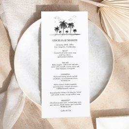 Das Tropical Beach Palm Tree Wedding Menü Menükarte
