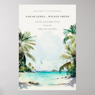 Das Tropical Beach Palm Trees Wedding Poster