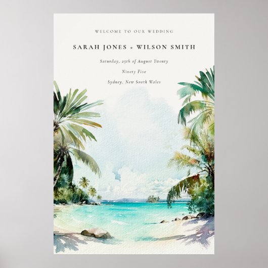 Das Tropical Beach Palm Trees Wedding Poster (Vorne)
