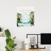 Das Tropical Beach Palm Trees Wedding Poster (Heimbüro)