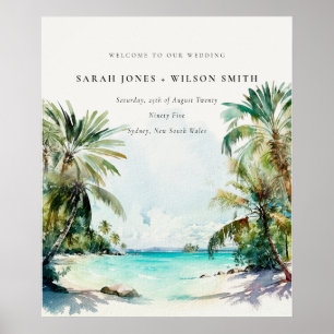 Das Tropical Beach Palm Trees Wedding Poster