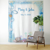 Das Tropical Beach Seashell Wedding Foto im Hinter Wandteppich (Beispiel)