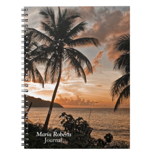 Das Tropical Sunset Beach Palm Trees personalisier Notizblock (Vorderseite)