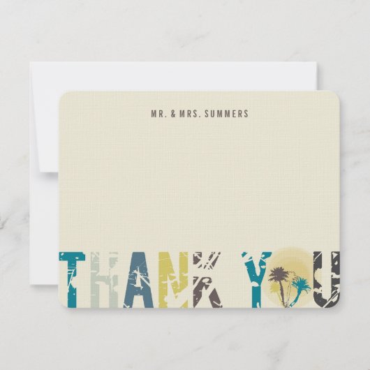 Das Tropical Sunset Palm Trees Foto Hochzeit Viele Dankeskarte (Vorderseite)