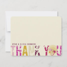 Das Tropical Sunset Palm Trees Foto Hochzeit Viele Dankeskarte