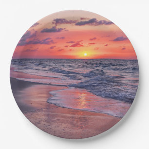 Das tropische Bahamas Sunset Paradise Beach Pappteller