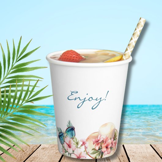 Das tropische Brautparty Beach Pink Pappbecher