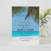 Das tropische Brautparty von Beach Palm Trees Einladung (Stehend Vorderseite)