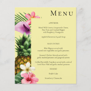 Das tropische Hawaiianische Blumenmenü - gelb Flyer