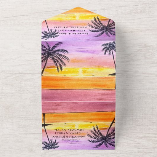 Das tropische Hochzeitsjubiläum am Strand All In One Einladung (Außenbereich)