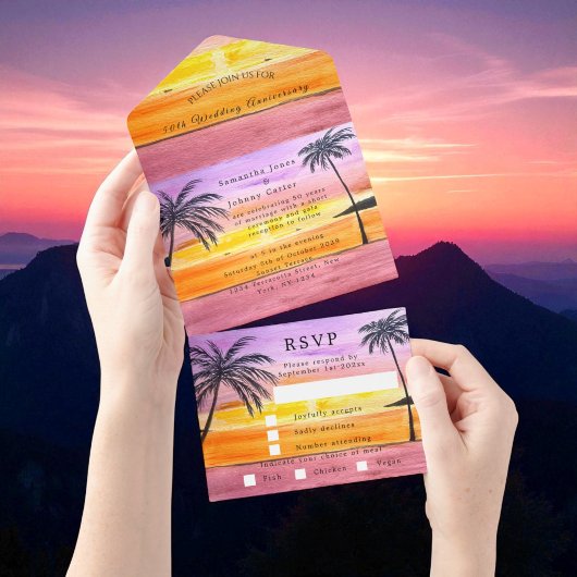 Das tropische Hochzeitsjubiläum am Strand All In One Einladung