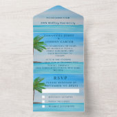 Das tropische Hochzeitsjubiläum am Strand All In One Einladung (Innen Boden)