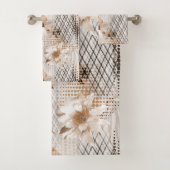Das tropische Muster ist grau, beige. Badhandtuch Set (Insitu)
