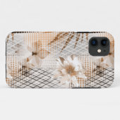 Das tropische Muster ist grau, beige. Case-Mate iPhone Hülle (Rückseite (Horizontal))