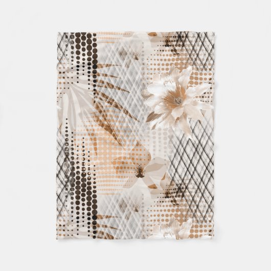 Das tropische Muster ist grau, beige. Fleecedecke (Vorderseite)