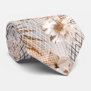 Das tropische Muster ist grau, beige. Krawatte